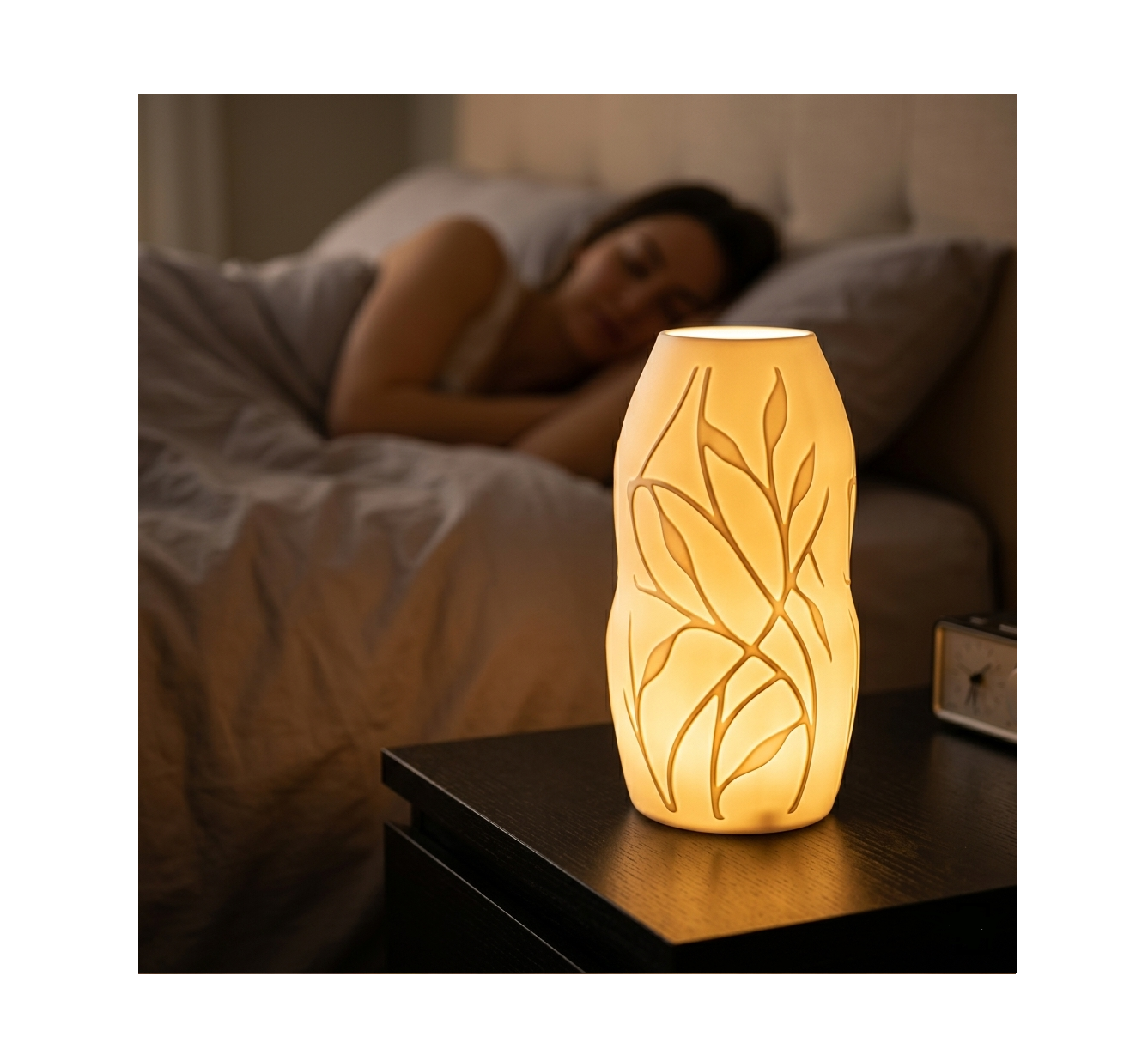 Lámpara Elina con formas organicas y hojas en sobre relieve