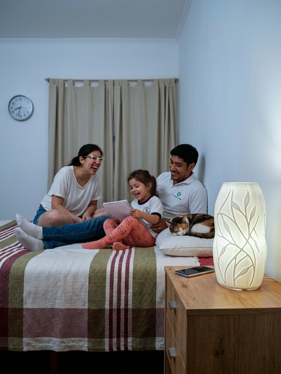 Familia disfrutando la luz