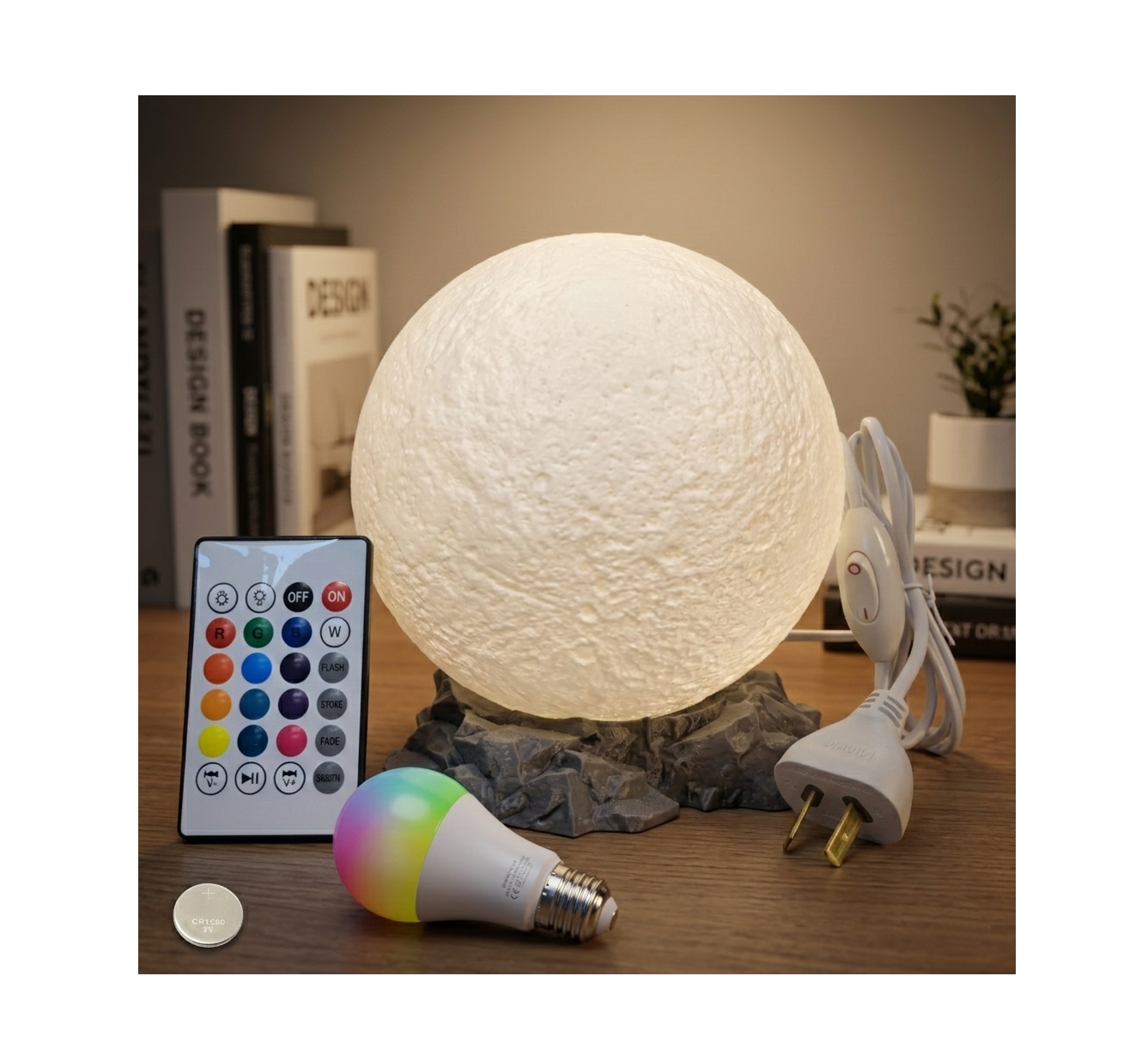 Lámpara con forma de luna RGB